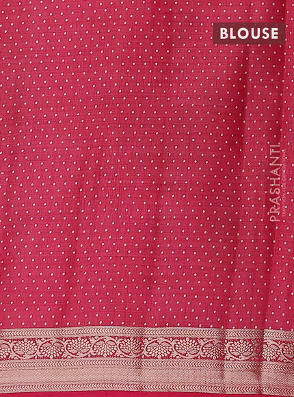 Semi raw silk saree pink with allover prints and zari woven border