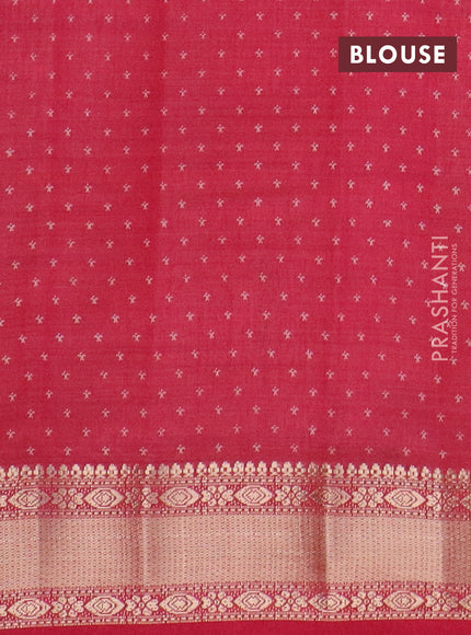 Semi raw silk saree pink with allover zig zag prints and zari woven border