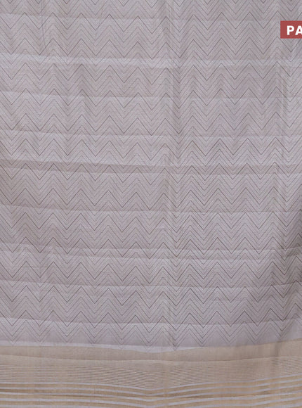 Semi raw silk saree grey with allover zig zag prints and zari woven border