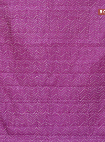 Semi raw silk saree purple with allover zig zag prints and zari woven border