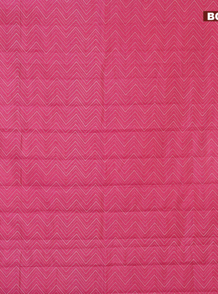 Semi raw silk saree pink with allover zig zag prints and zari woven border