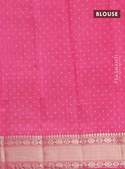 Semi raw silk saree pink with allover zig zag prints and zari woven border