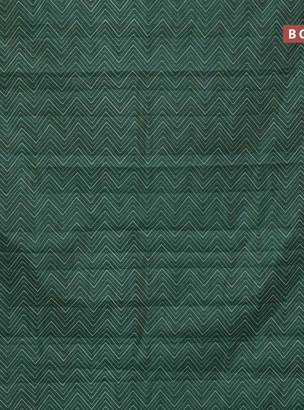 Semi raw silk saree green with allover zig zag prints and zari woven border