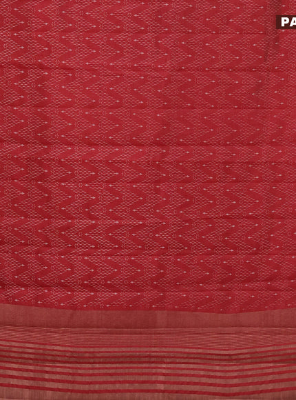 Semi raw silk saree red with allover prints and zari woven border