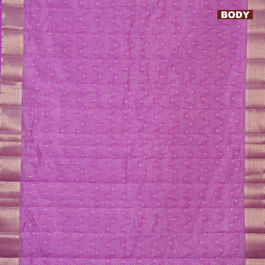 Semi raw silk saree lavender with allover prints and zari woven border