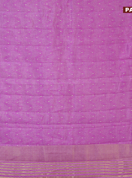 Semi raw silk saree lavender with allover prints and zari woven border