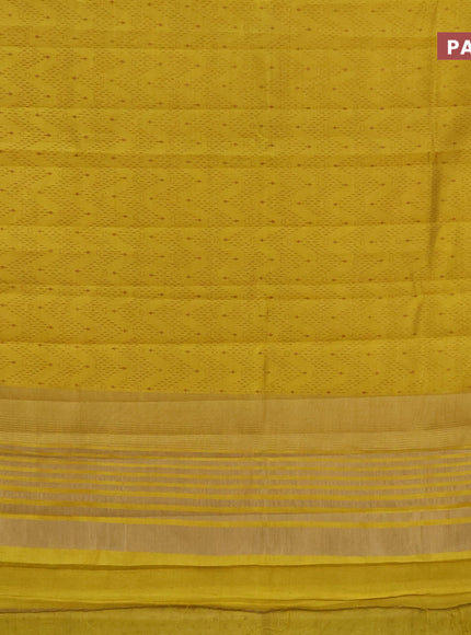 Semi raw silk saree yellow with allover prints and zari woven border