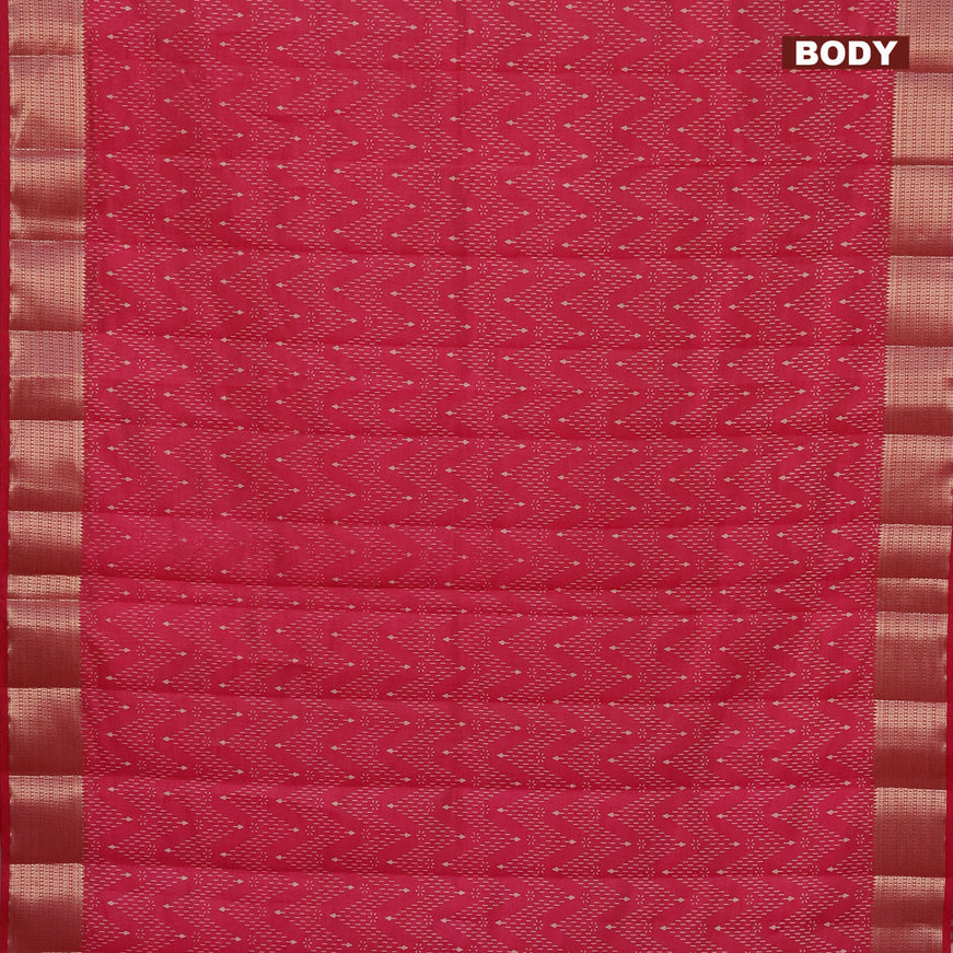 Semi raw silk saree pink with allover prints and zari woven border