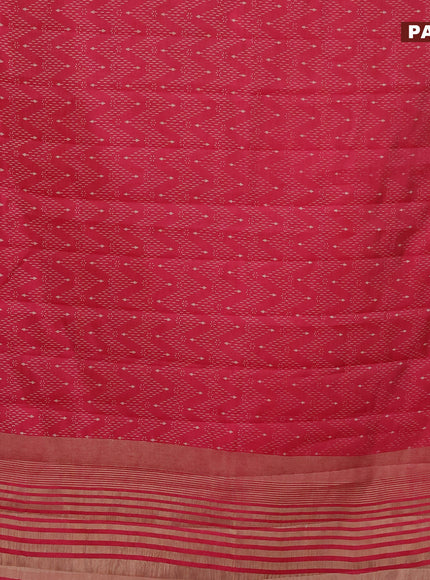 Semi raw silk saree pink with allover prints and zari woven border