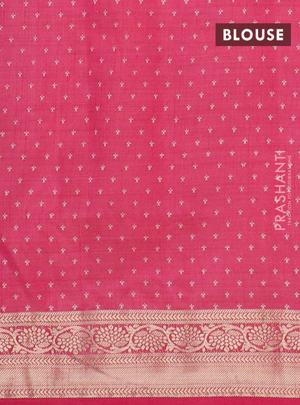 Semi raw silk saree pink with paisley butta prints and zari woven border