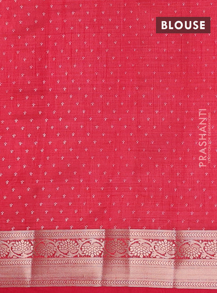 Semi raw silk saree red with paisley butta prints and zari woven border