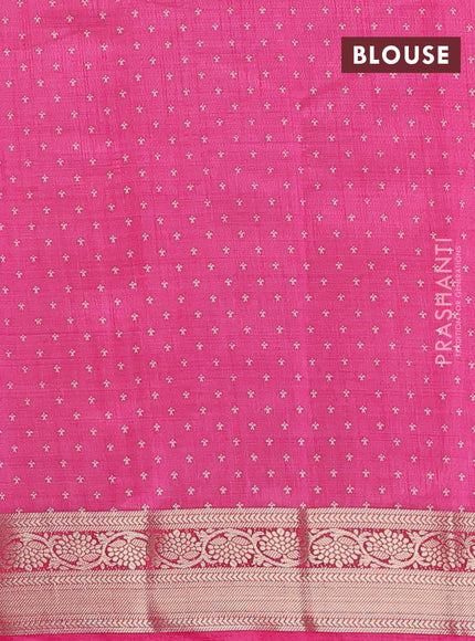 Semi raw silk saree light pink with paisley butta prints and zari woven border