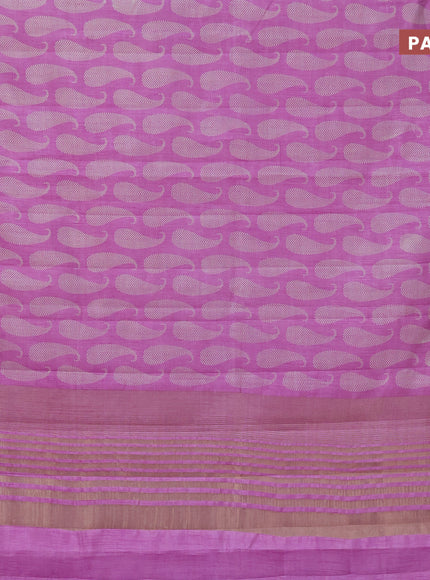 Semi raw silk saree lavender with paisley butta prints and zari woven border