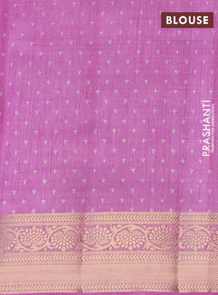 Semi raw silk saree lavender with paisley butta prints and zari woven border