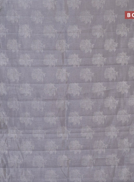 Semi raw silk saree grey with floral butta prints and zari woven border