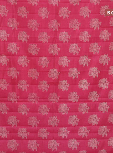 Semi raw silk saree pink with floral butta prints and zari woven border