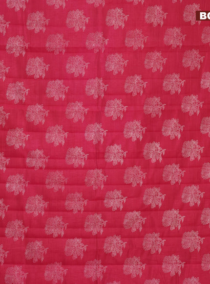 Semi raw silk saree pink with floral butta prints and zari woven border