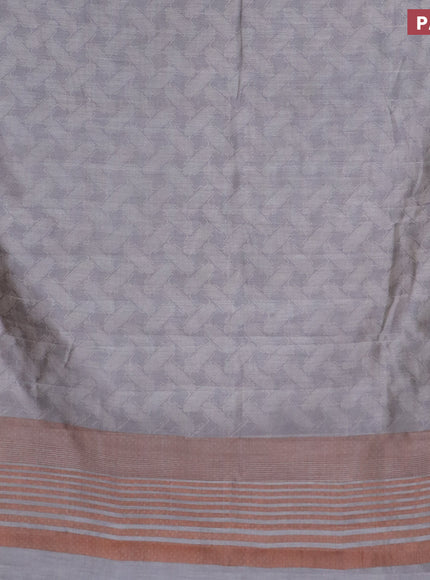 Semi raw silk saree grey with allover prints and copper zari woven border