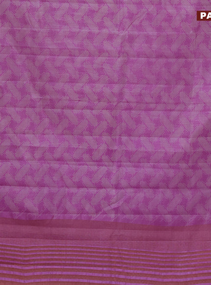 Semi raw silk saree lavebder with allover prints and copper zari woven border