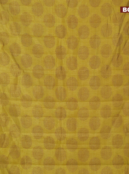 Semi raw silk saree yellow with butta prints and zari woven border