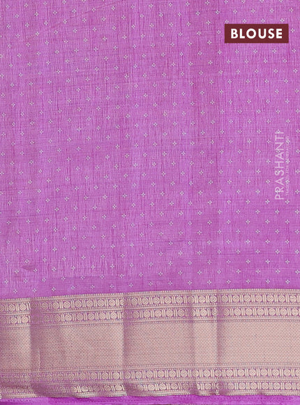 Semi raw silk saree lavender shade with butta prints and zari woven border