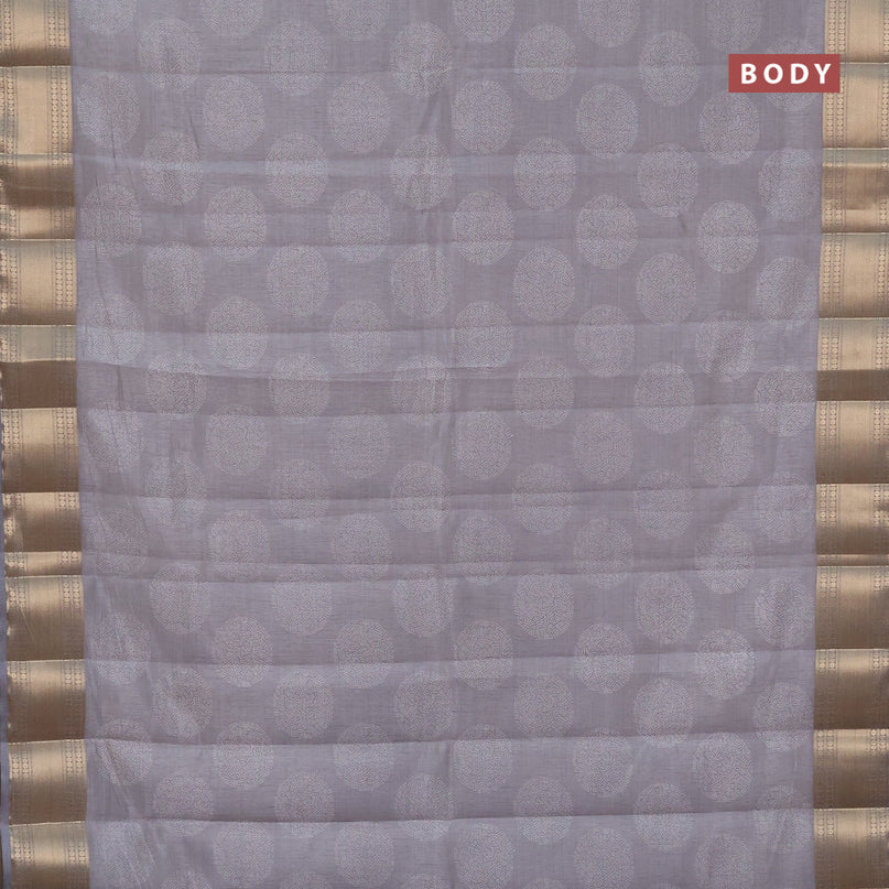 Semi raw silk saree grey with butta prints and zari woven border