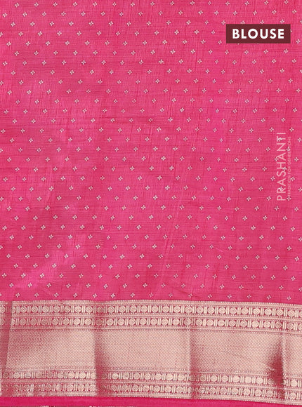 Semi raw silk saree pink with butta prints and zari woven border