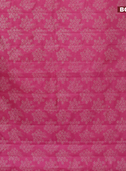 Semi raw silk saree pink with floral butta prints and zari woven border