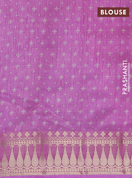 Semi raw silk saree lavender with floral butta prints and zari woven border