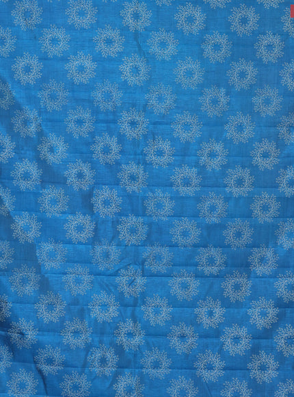 Semi raw silk saree cs blue with butta prints and copper zari woven border