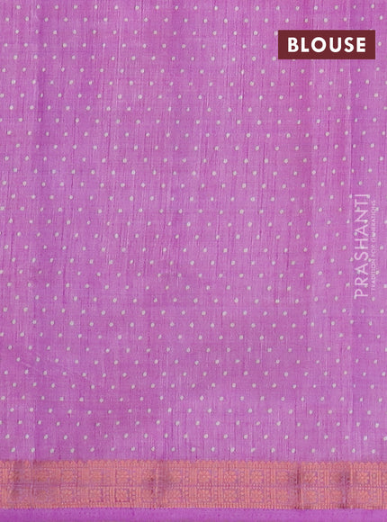 Semi raw silk saree lavender with butta prints and copper zari woven border