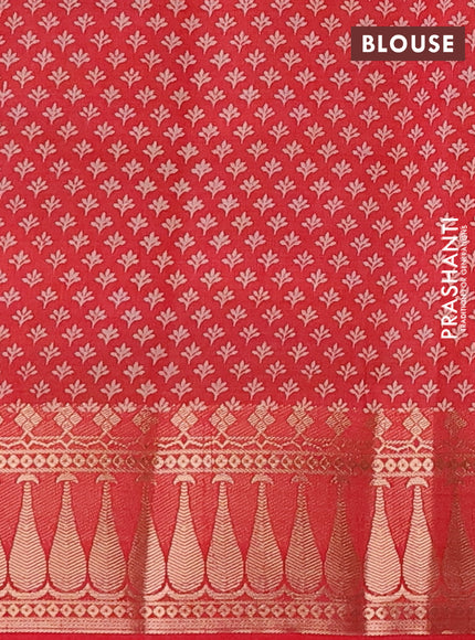 Semi raw silk saree red with butta prints and zari woven border