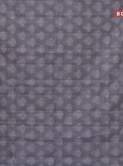 Semi raw silk saree grey with butta prints and zari woven border