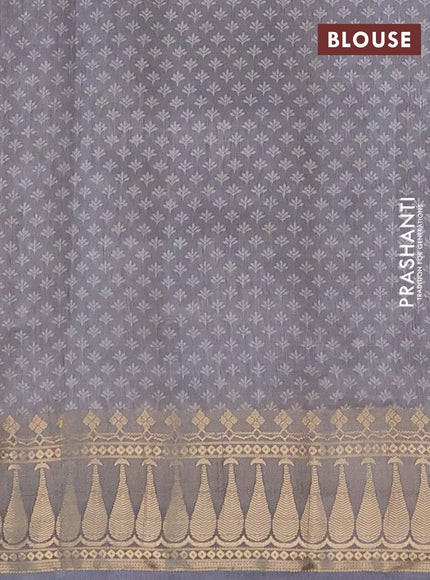 Semi raw silk saree grey with butta prints and zari woven border