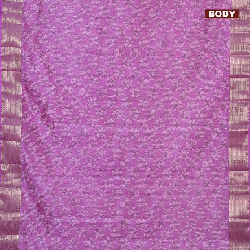 Semi raw silk saree lavender with allover prints and zari woven border