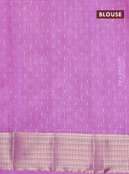 Semi raw silk saree lavender with allover prints and zari woven border