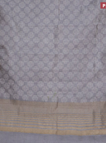 Semi raw silk saree grey with allover prints and zari woven border