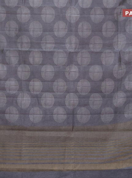 Semi raw silk saree grey with butta prints and zari woven border