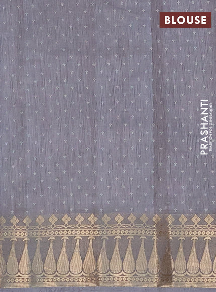 Semi raw silk saree grey with butta prints and zari woven border