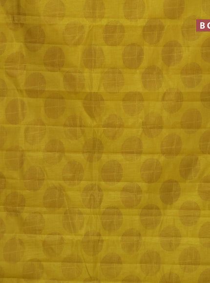 Semi raw silk saree yellow with butta prints and zari woven border