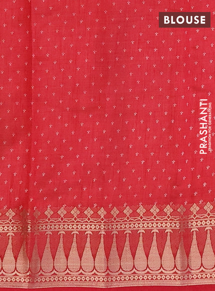 Semi raw silk saree red with butta prints and zari woven border