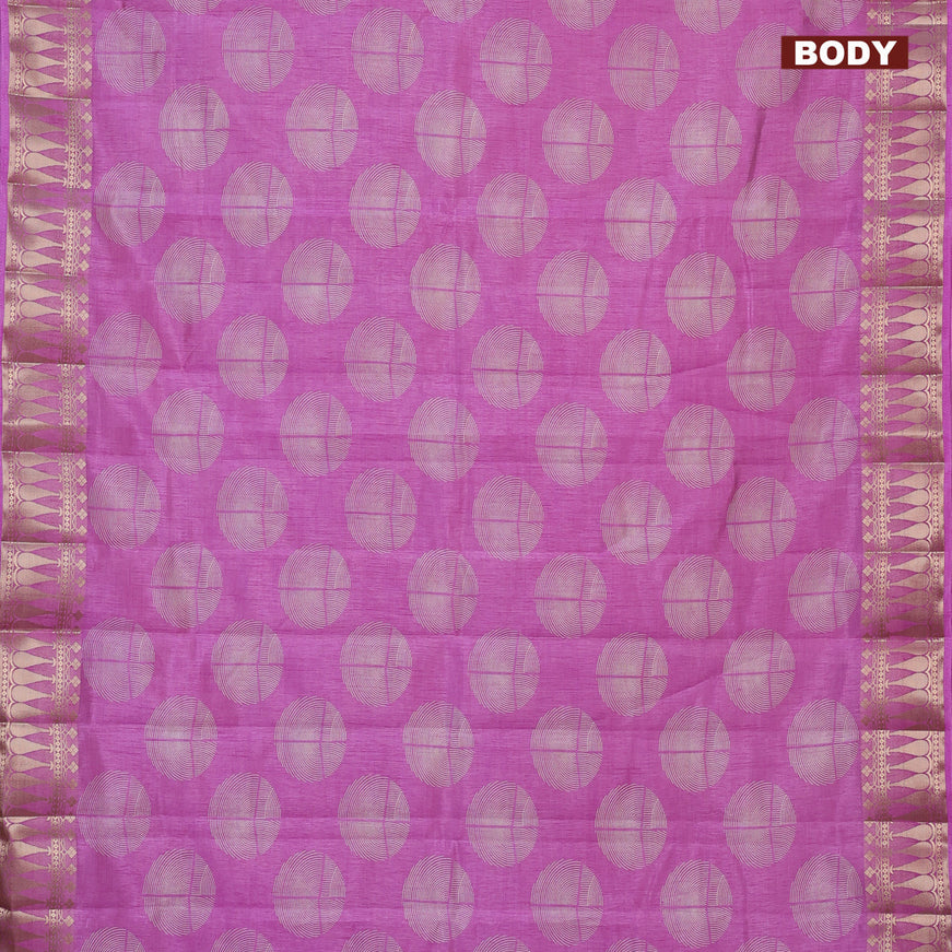 Semi raw silk saree lavender with butta prints and zari woven border