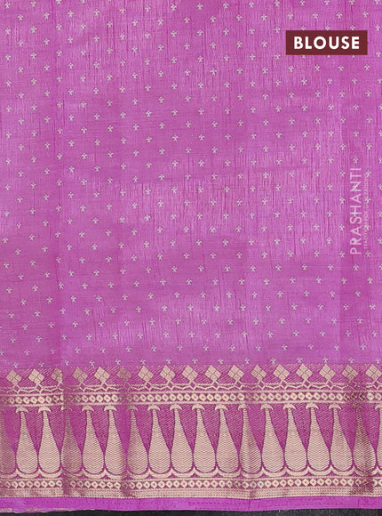 Semi raw silk saree lavender with butta prints and zari woven border