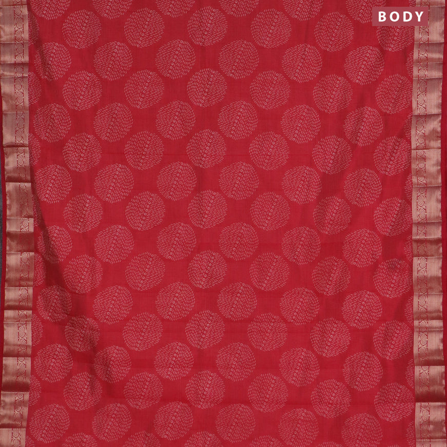 Semi raw silk saree red with butta prints and zari woven border