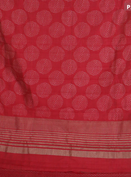 Semi raw silk saree red with butta prints and zari woven border