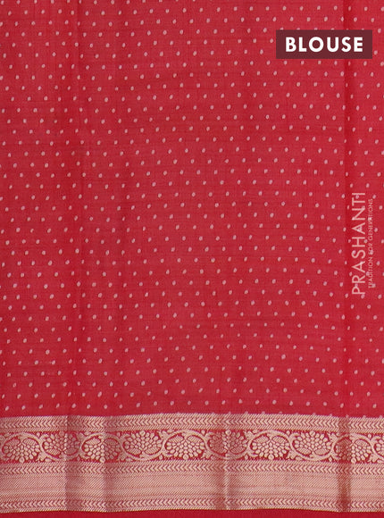 Semi raw silk saree red with butta prints and zari woven border