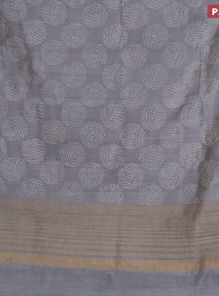 Semi raw silk saree grey with butta prints and zari woven border