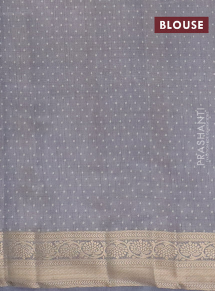 Semi raw silk saree grey with butta prints and zari woven border