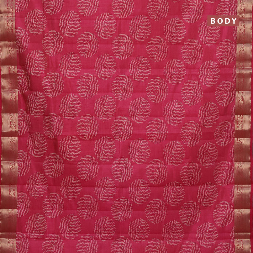 Semi raw silk saree pink with butta prints and zari woven border