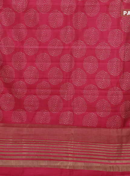 Semi raw silk saree pink with butta prints and zari woven border